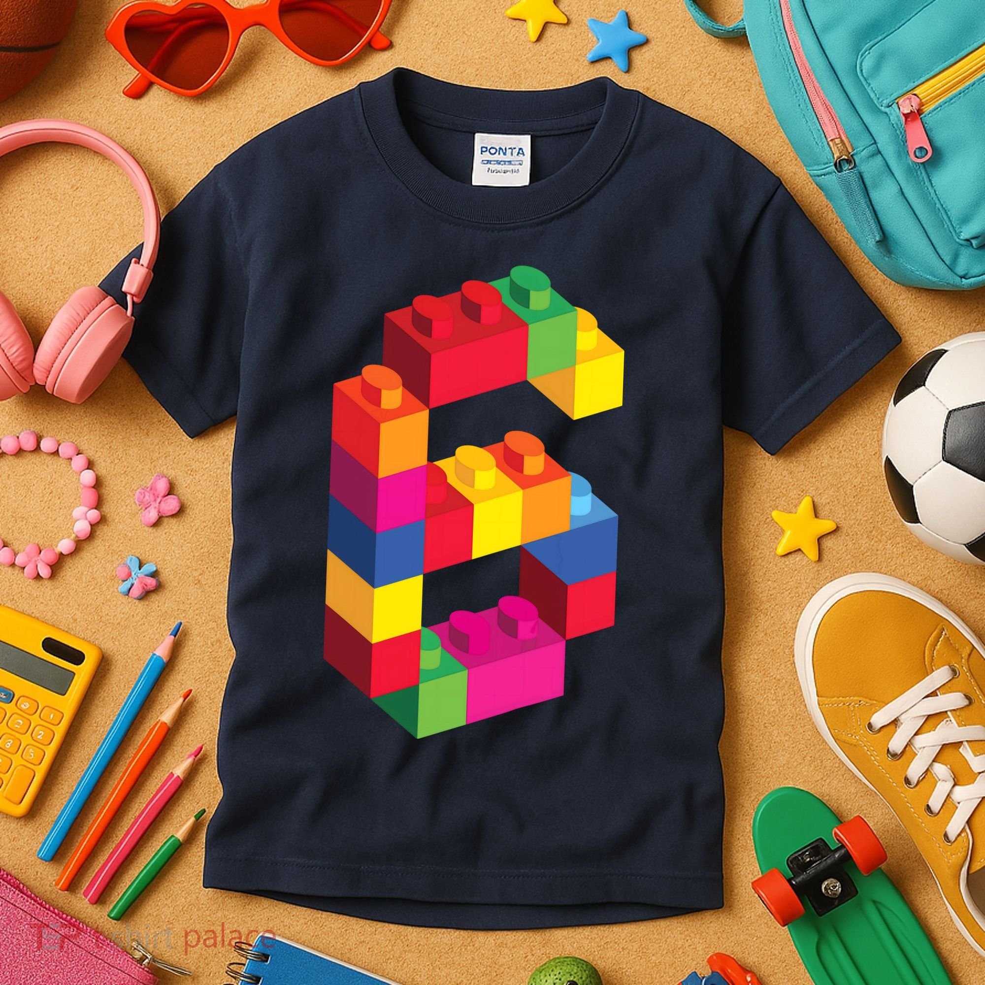 6 Year Old Building Blocks Birthday Bricks 6th Gift Kids T-Shirt