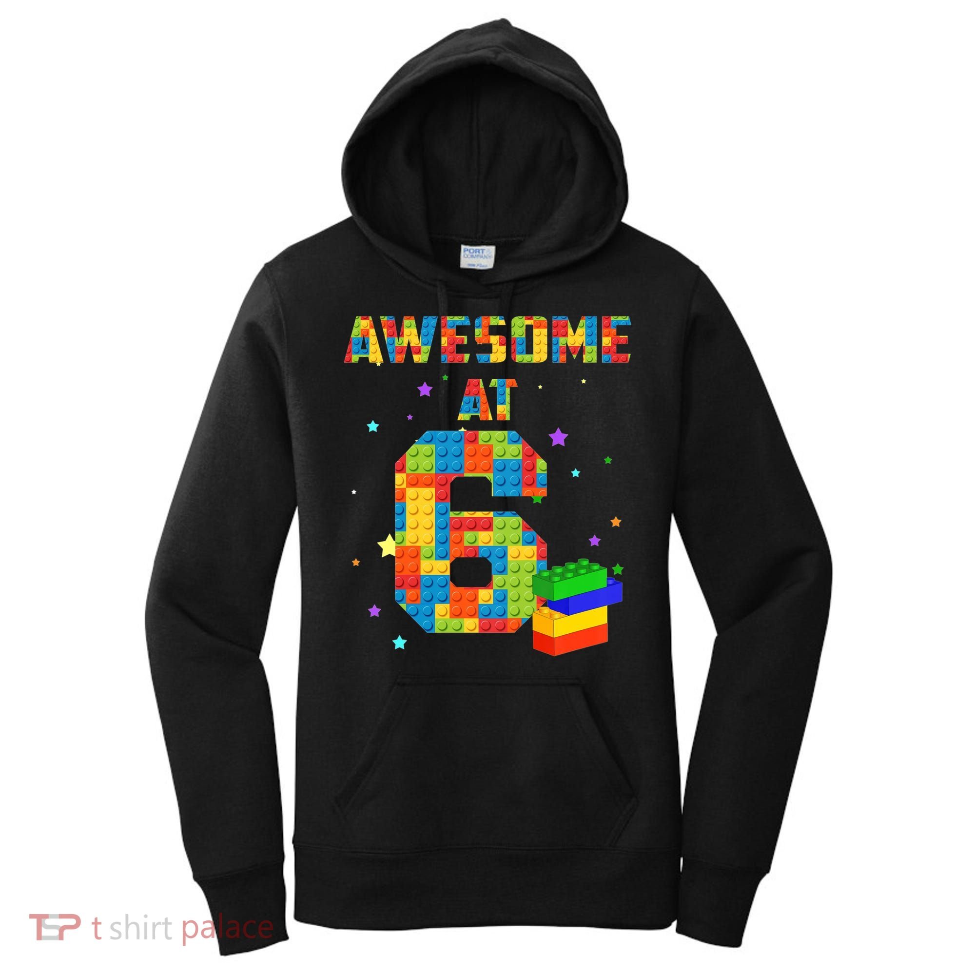 6 Years Old Birthday For 6 Building Blocks Bricks Boy Girl Women's Hoodie
