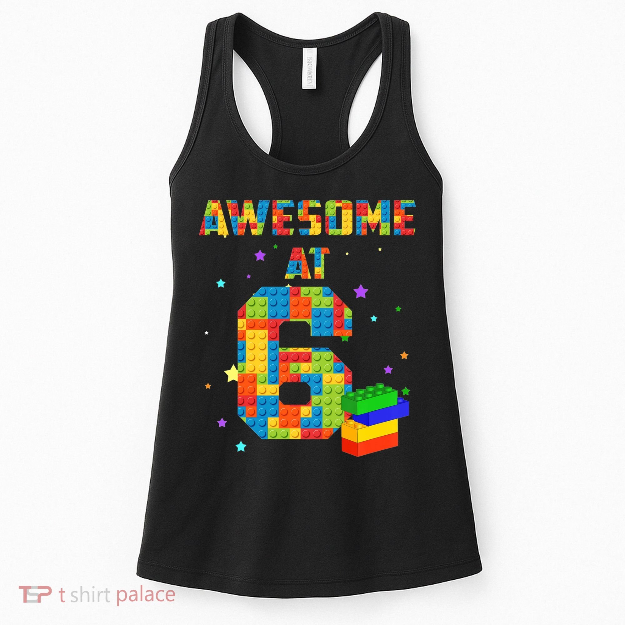 6 Years Old Birthday For 6 Building Blocks Bricks Boy Girl Women's Tank Top