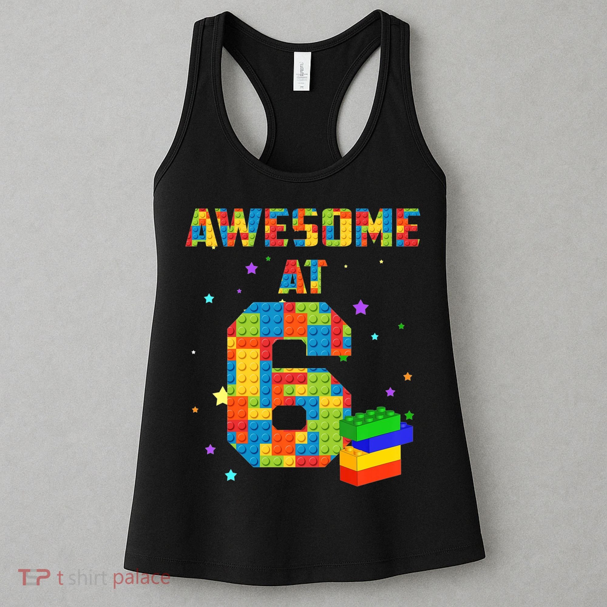 6 Years Old Birthday For 6 Building Blocks Bricks Boy Girl Women's Tank Top
