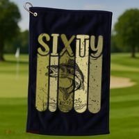 60 Years Old Walleye Fishing 60th Birthday Golf Towel thumb 1