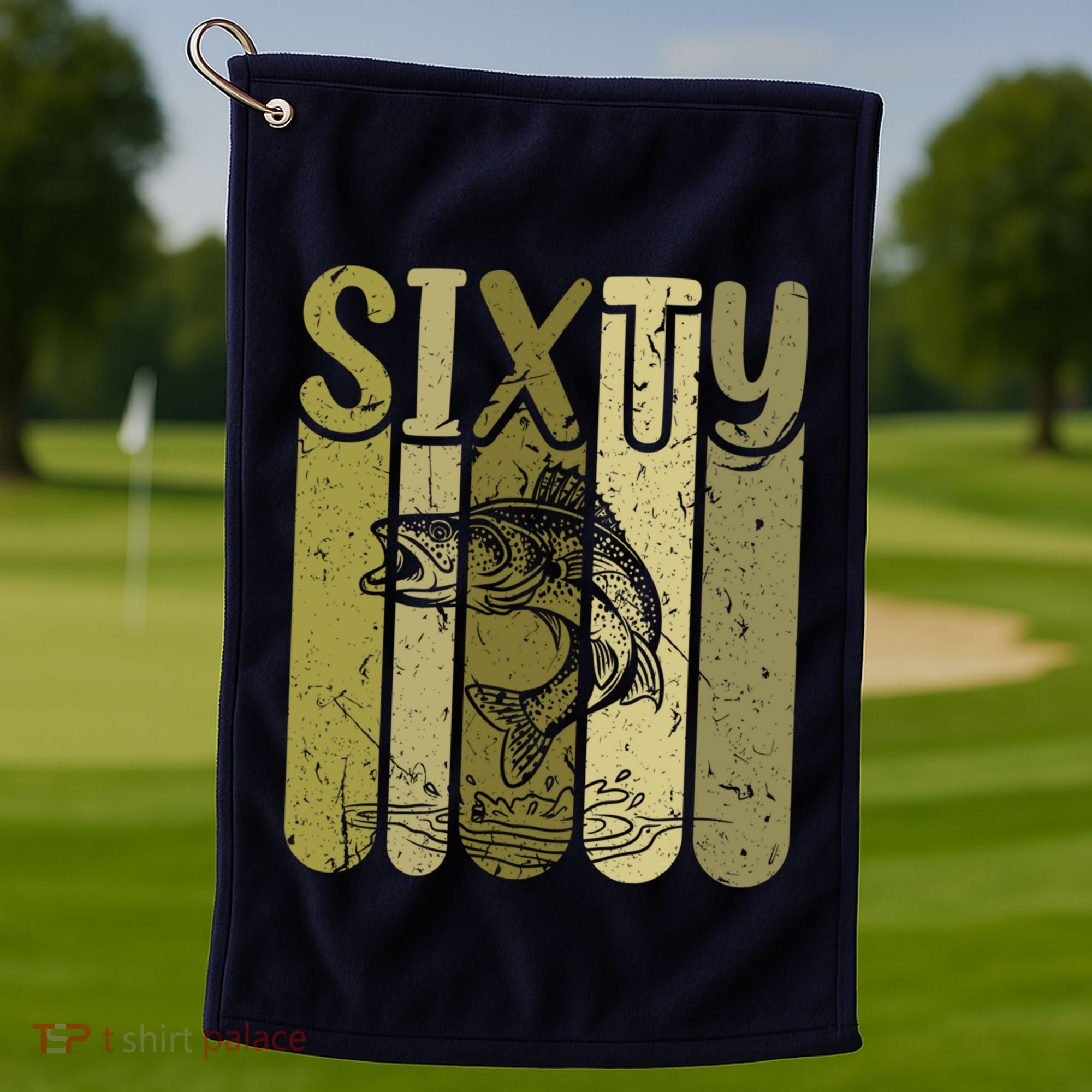 60 Years Old Walleye Fishing 60th Birthday Golf Towel