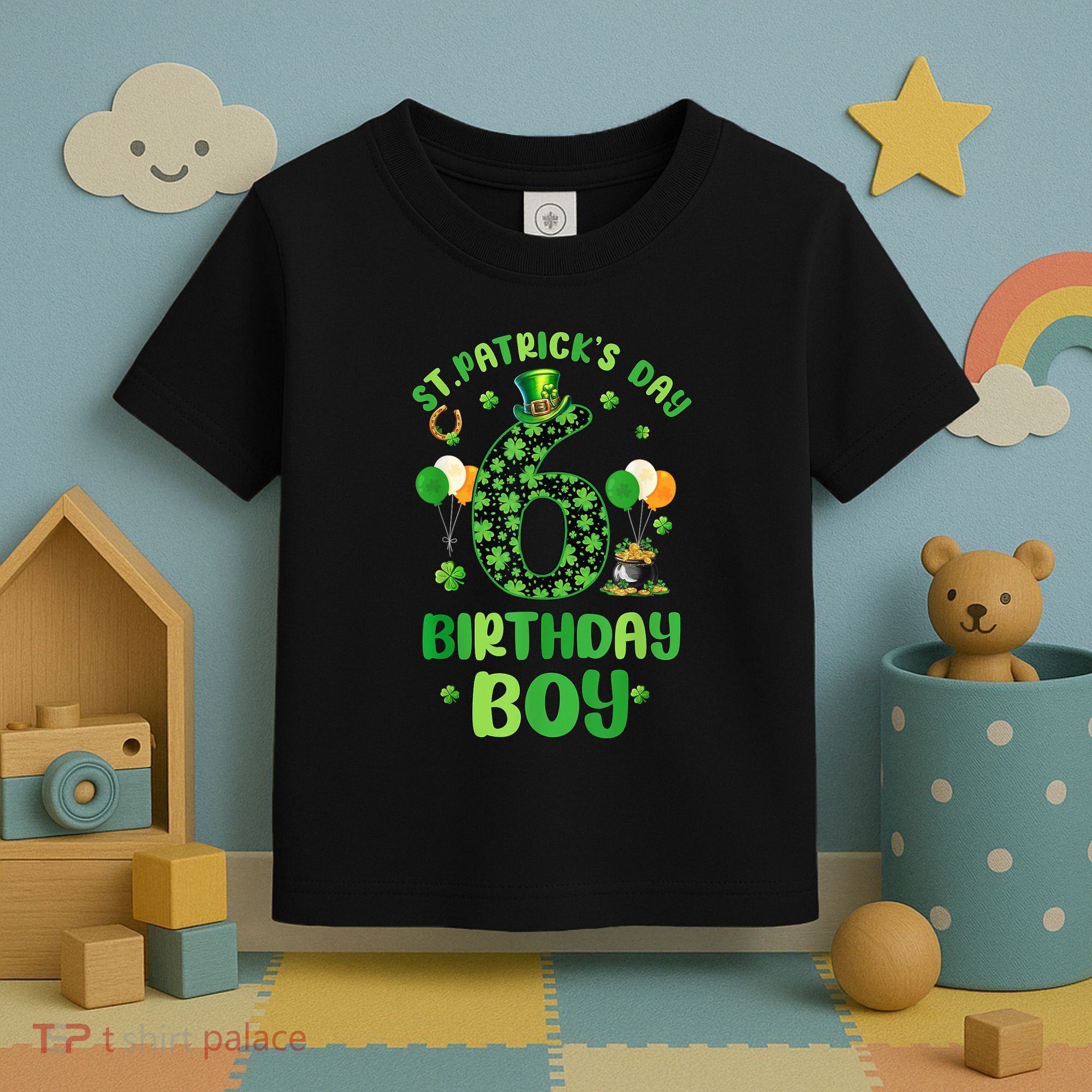 6 Years Old Girl Boy ItS My 6th Birthday St PatrickS Day Toddler T-Shirt