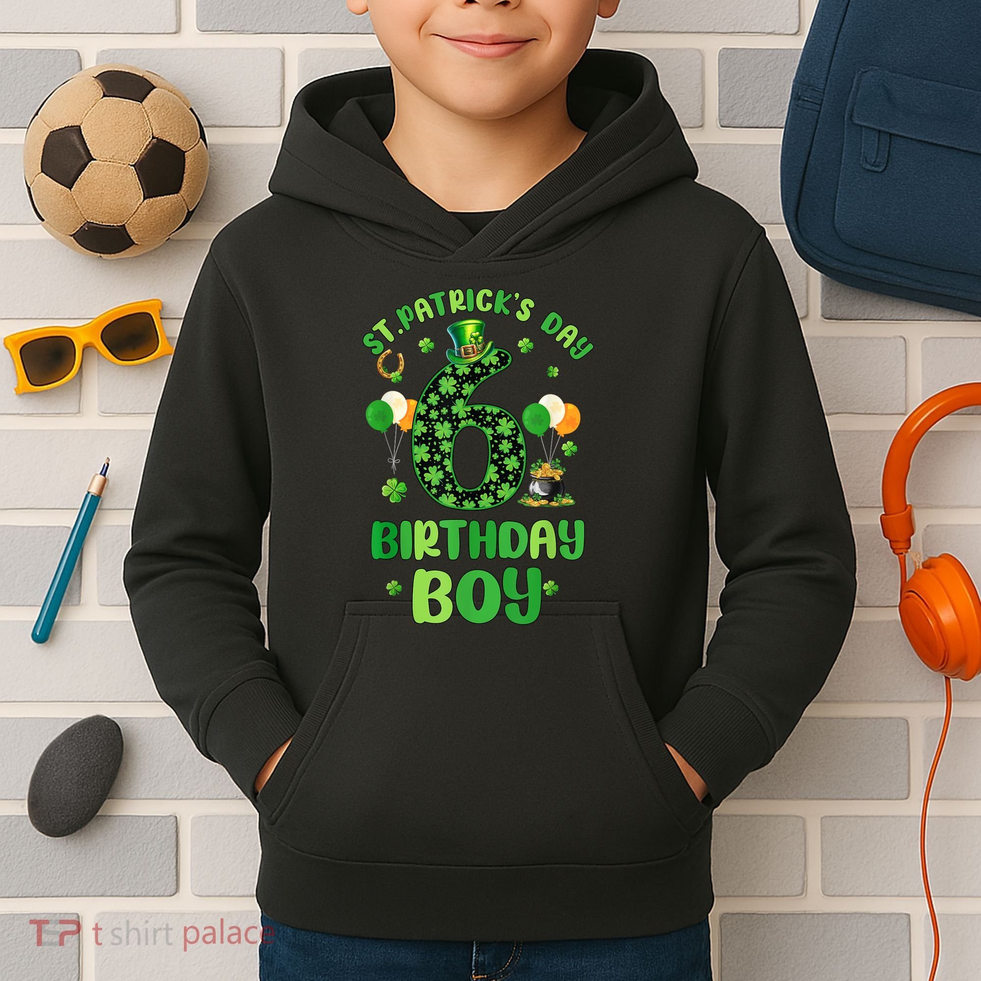6 Years Old Girl Boy ItS My 6th Birthday St PatrickS Day Kids Hoodie