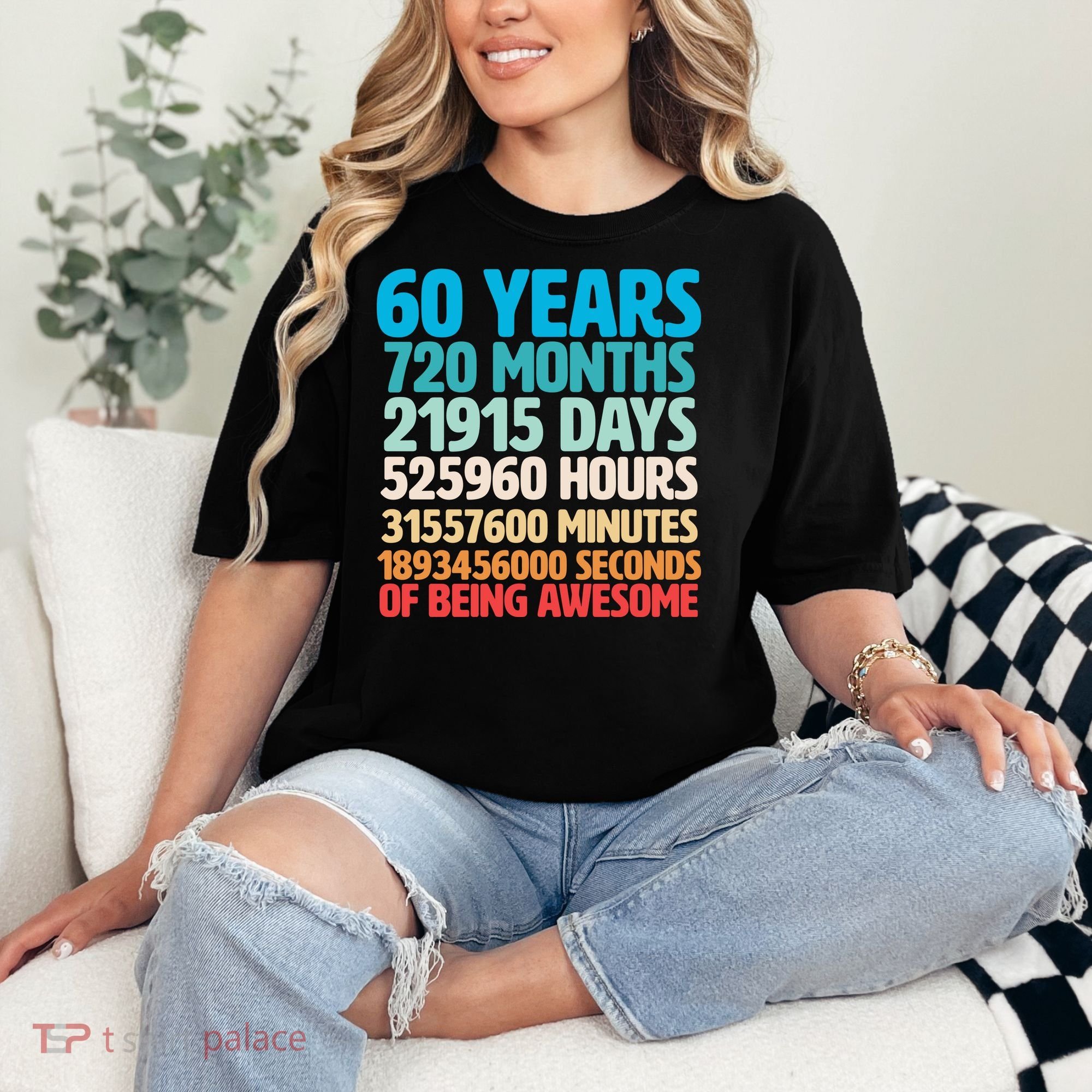 60 Years Of Being Awesome 60th Birthday Time Breakdown Comfort Colors T-Shirt