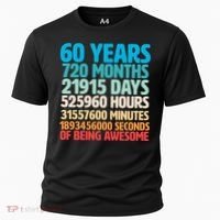 60 Years Of Being Awesome 60th Birthday Time Breakdown Cooling Performance Crew T-Shirt thumb 0