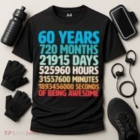 60 Years Of Being Awesome 60th Birthday Time Breakdown Cooling Performance Crew T-Shirt thumb 3