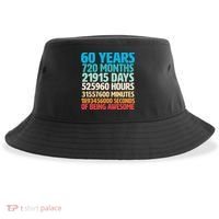 60 Years Of Being Awesome 60th Birthday Time Breakdown Sustainable Bucket Hat thumb 0