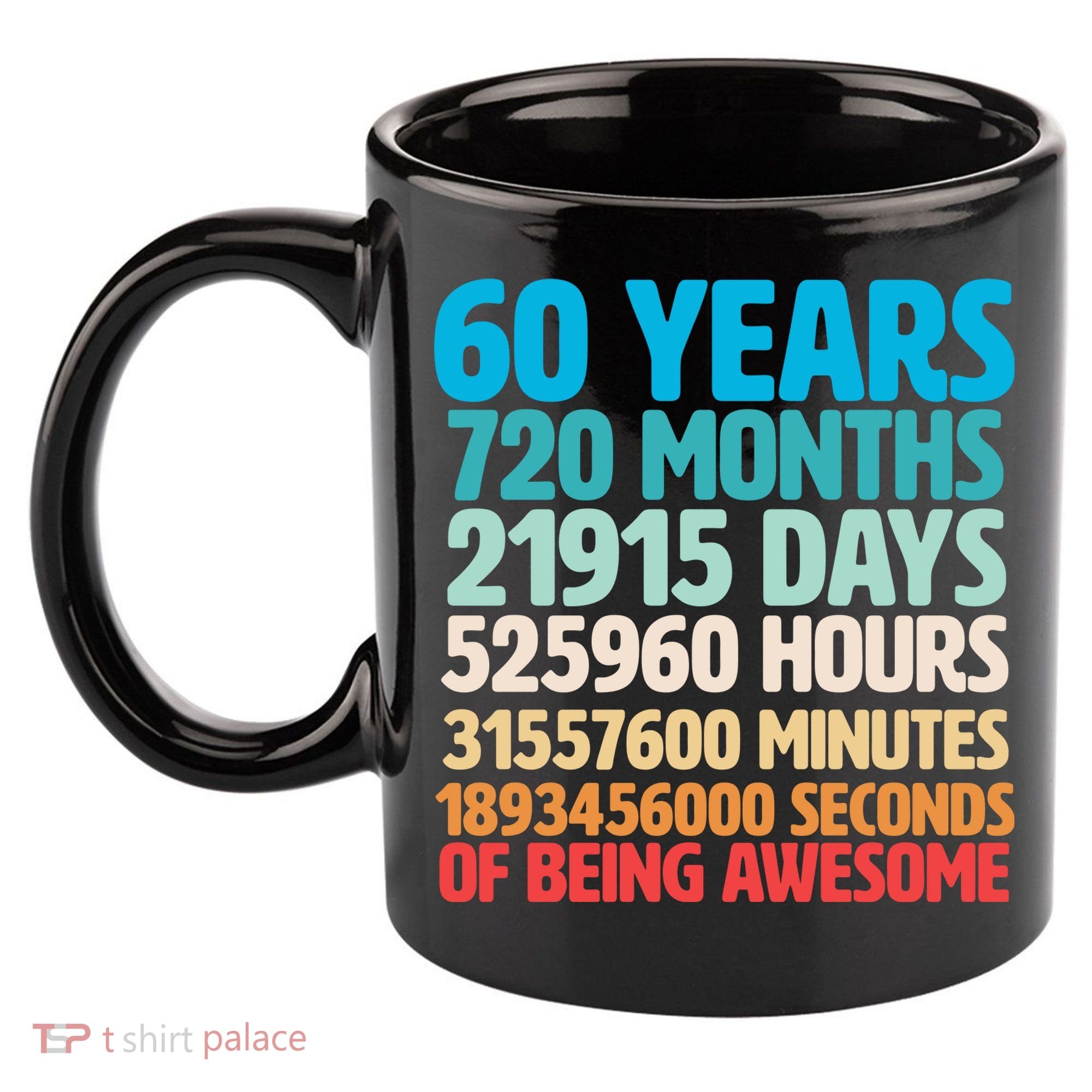 60 Years Of Being Awesome 60th Birthday Time Breakdown 11oz C Handle Ceramic Mug