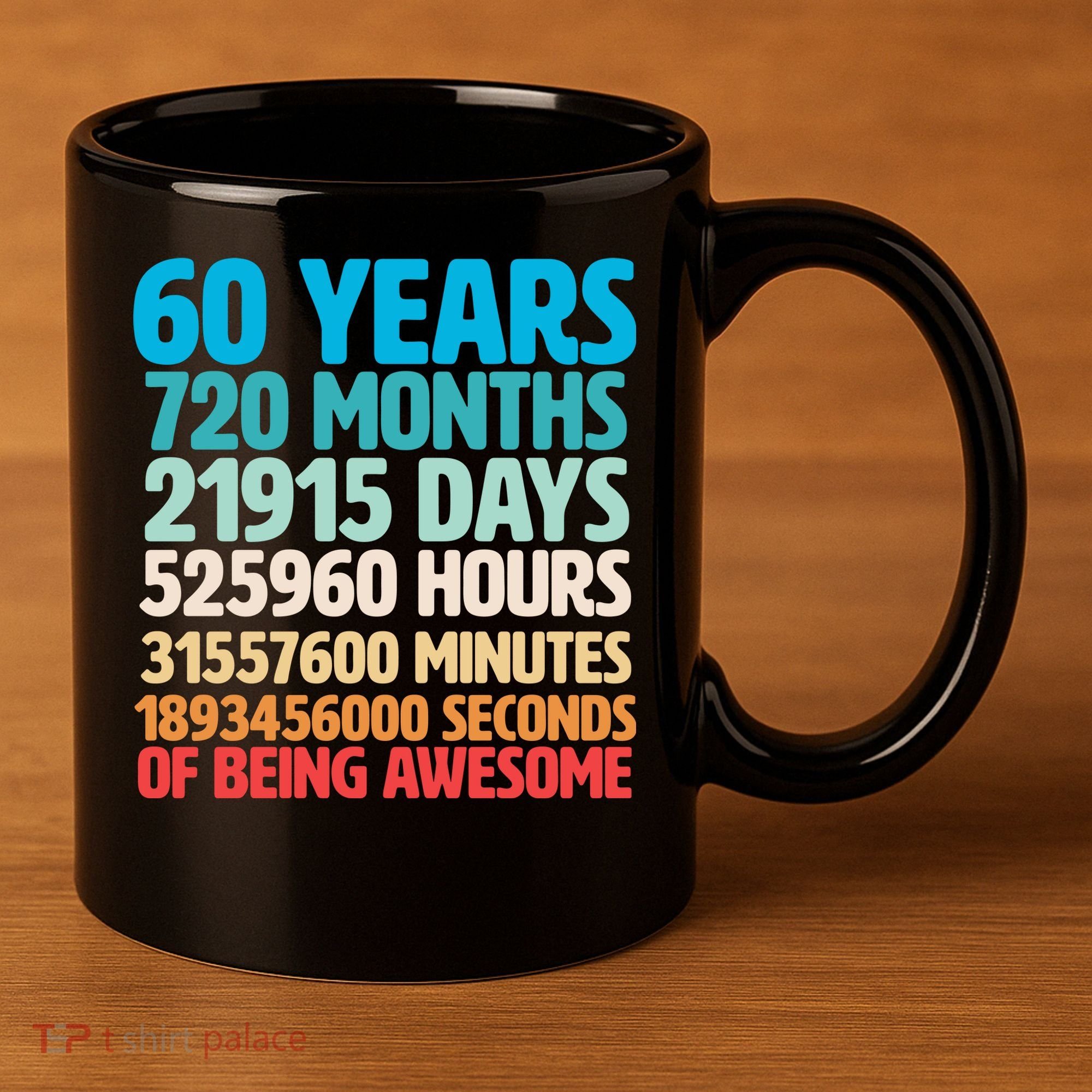 60 Years Of Being Awesome 60th Birthday Time Breakdown 11oz C Handle Ceramic Mug