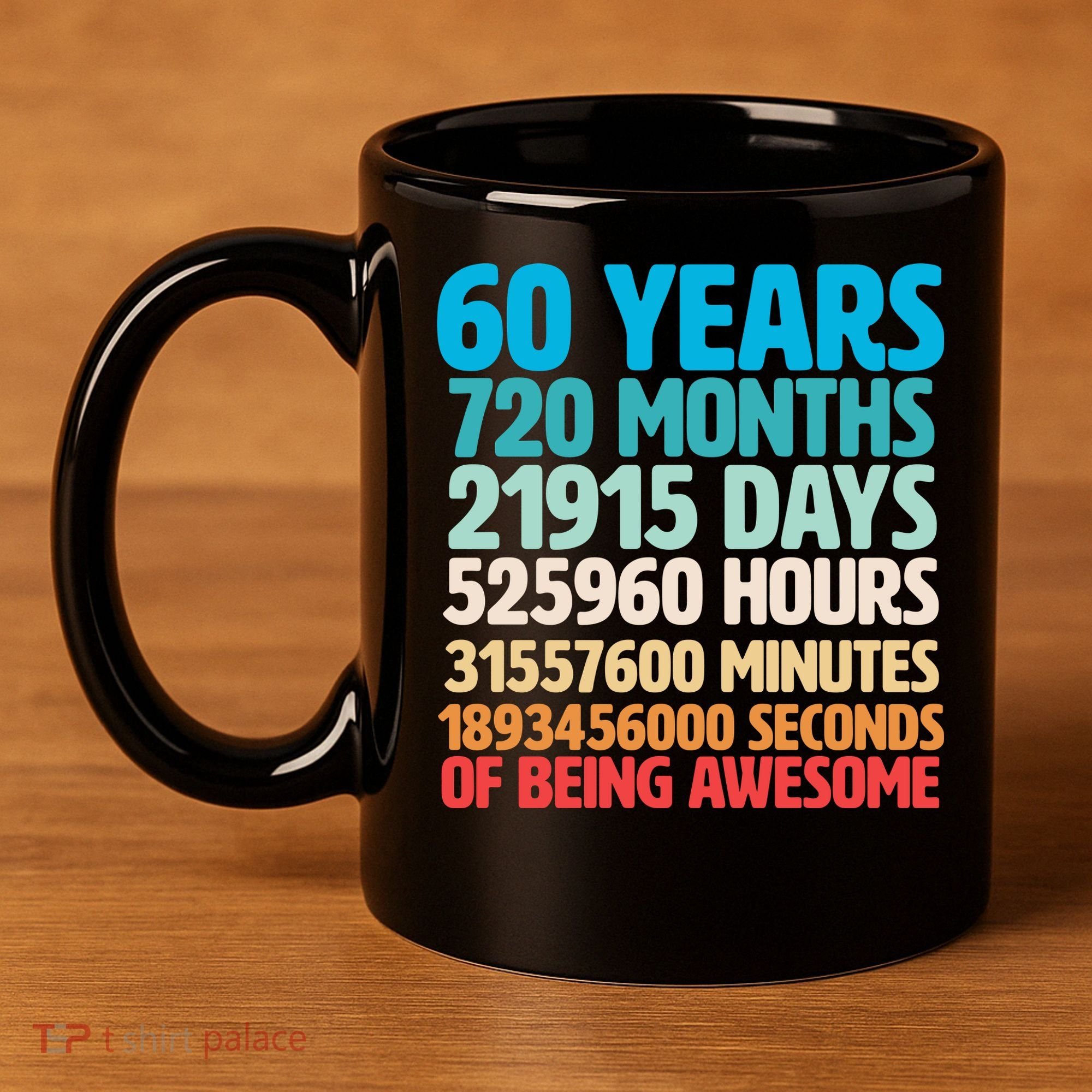 60 Years Of Being Awesome 60th Birthday Time Breakdown 11oz C Handle Ceramic Mug