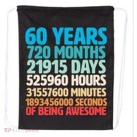 60 Years Of Being Awesome 60th Birthday Time Breakdown Drawstring Bag thumb 0