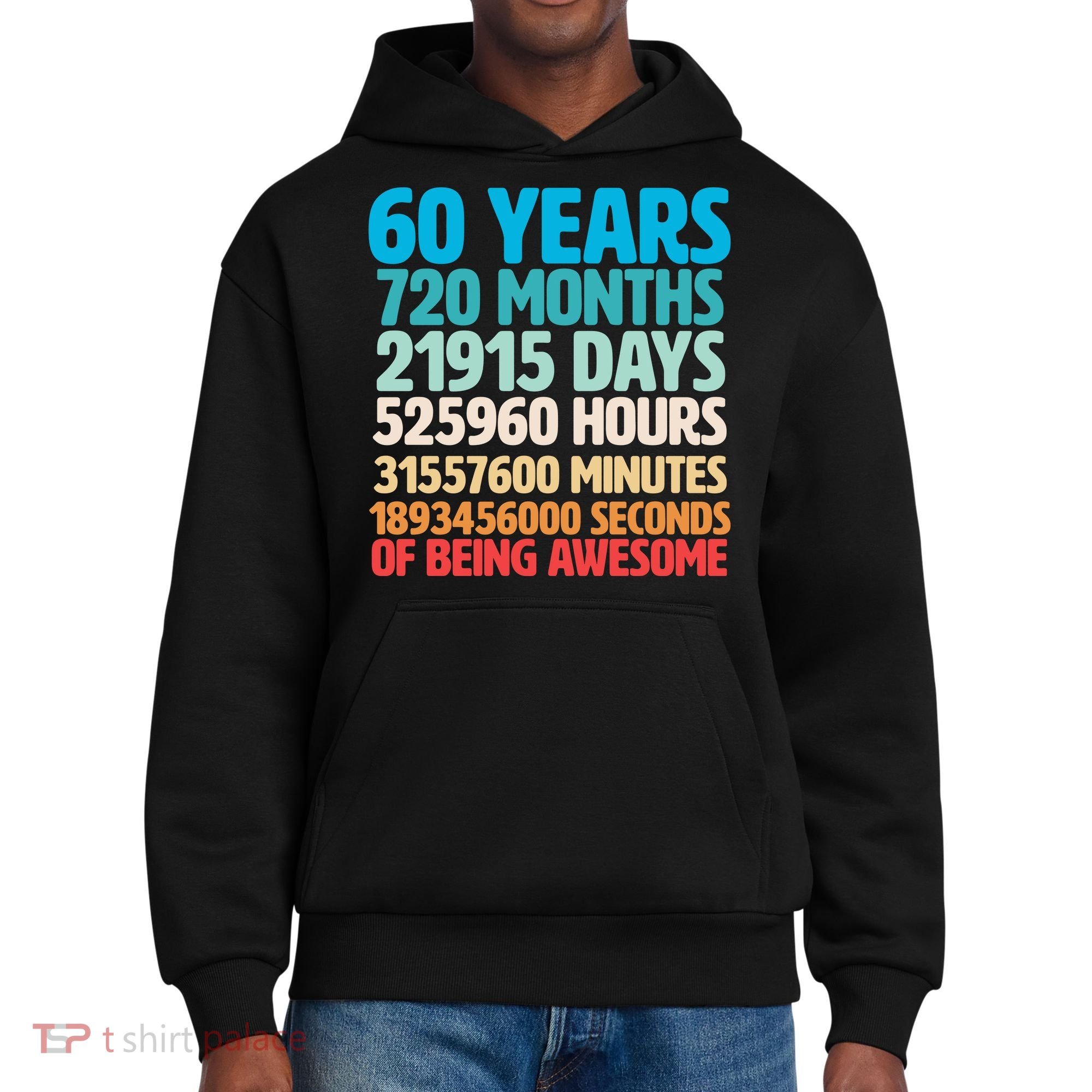 60 Years Of Being Awesome 60th Birthday Time Breakdown District V.I.T. Heavyweight Hoodie
