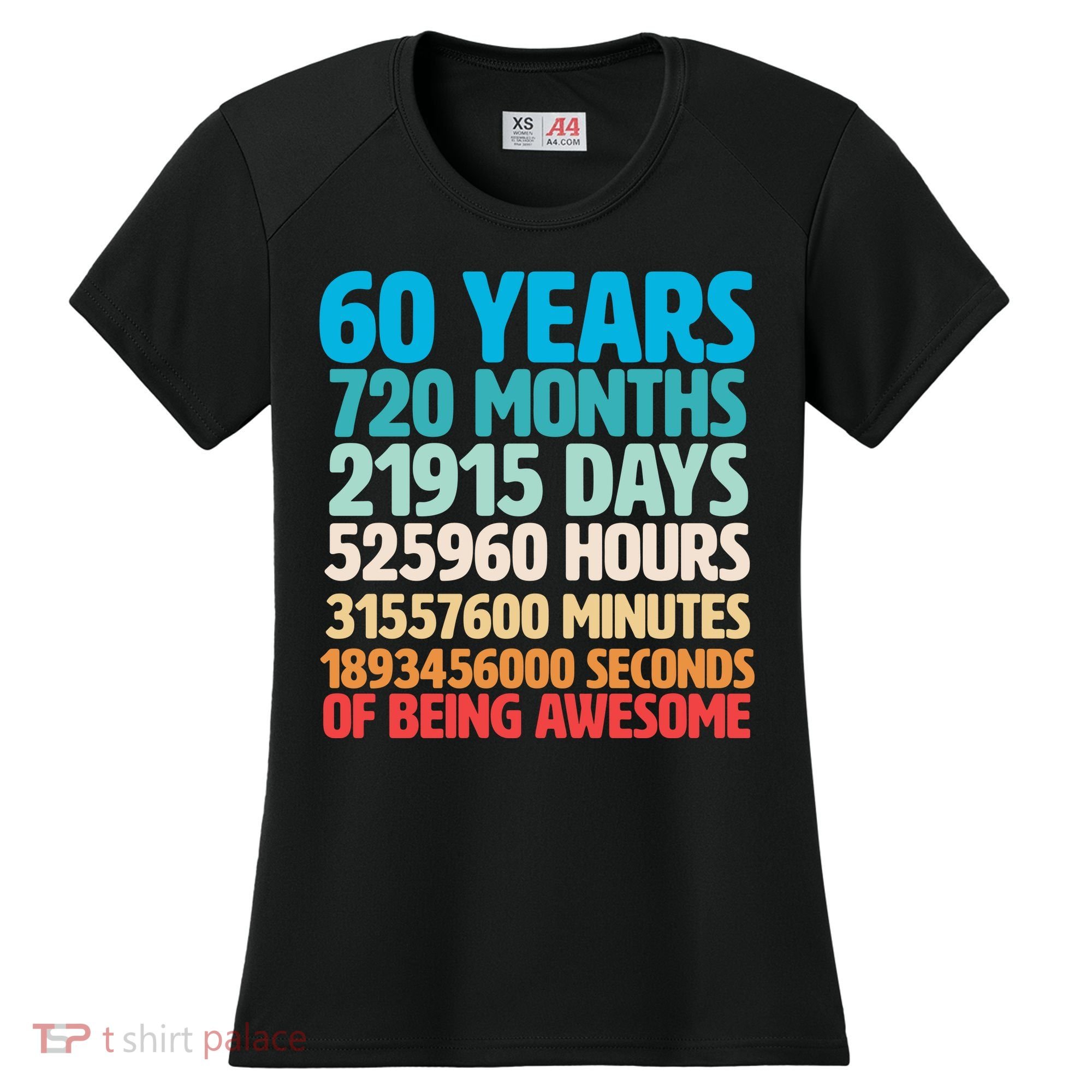 60 Years Of Being Awesome 60th Birthday Time Breakdown Women's Cooling Performance Crew T-Shirt