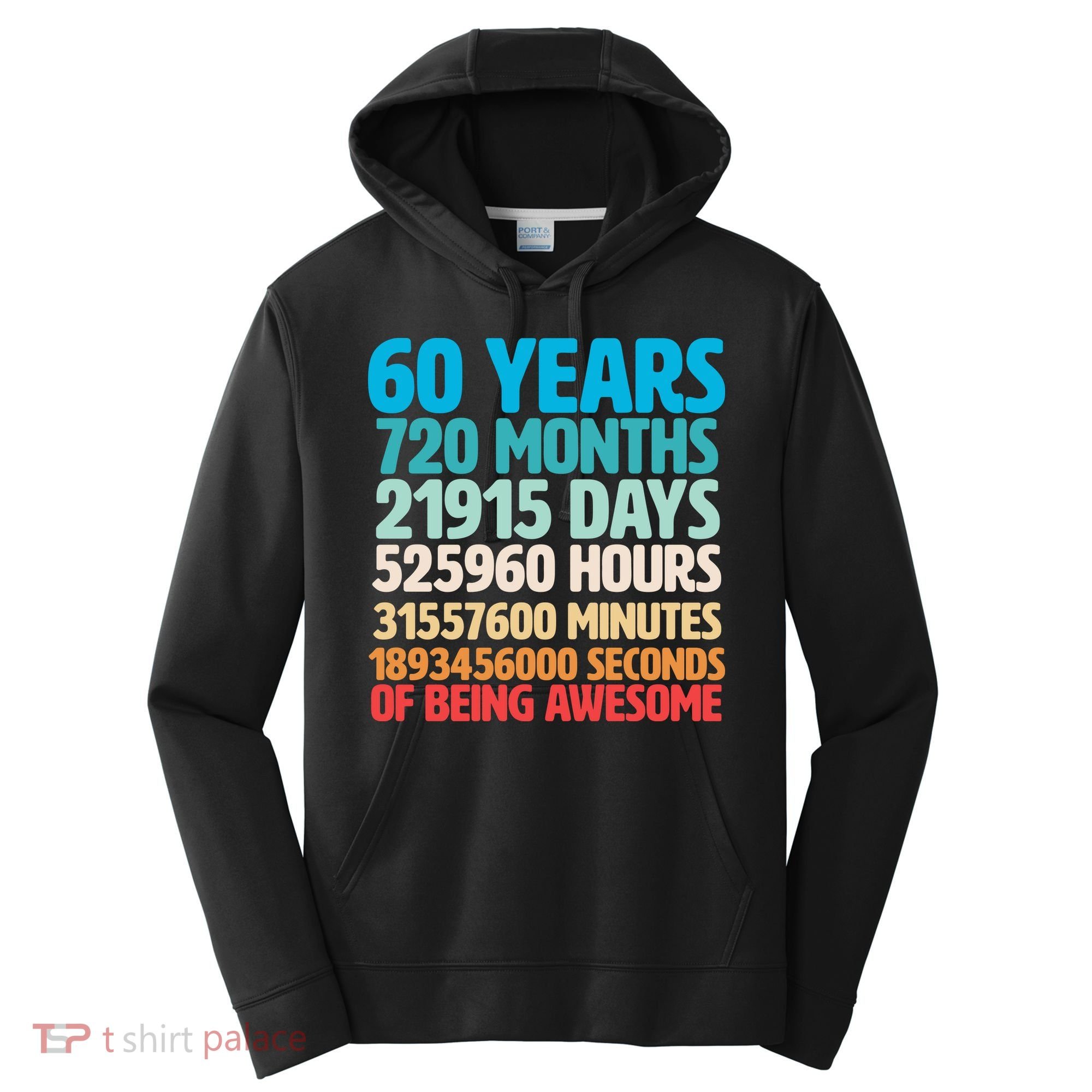 60 Years Of Being Awesome 60th Birthday Time Breakdown Performance Fleece Hoodie