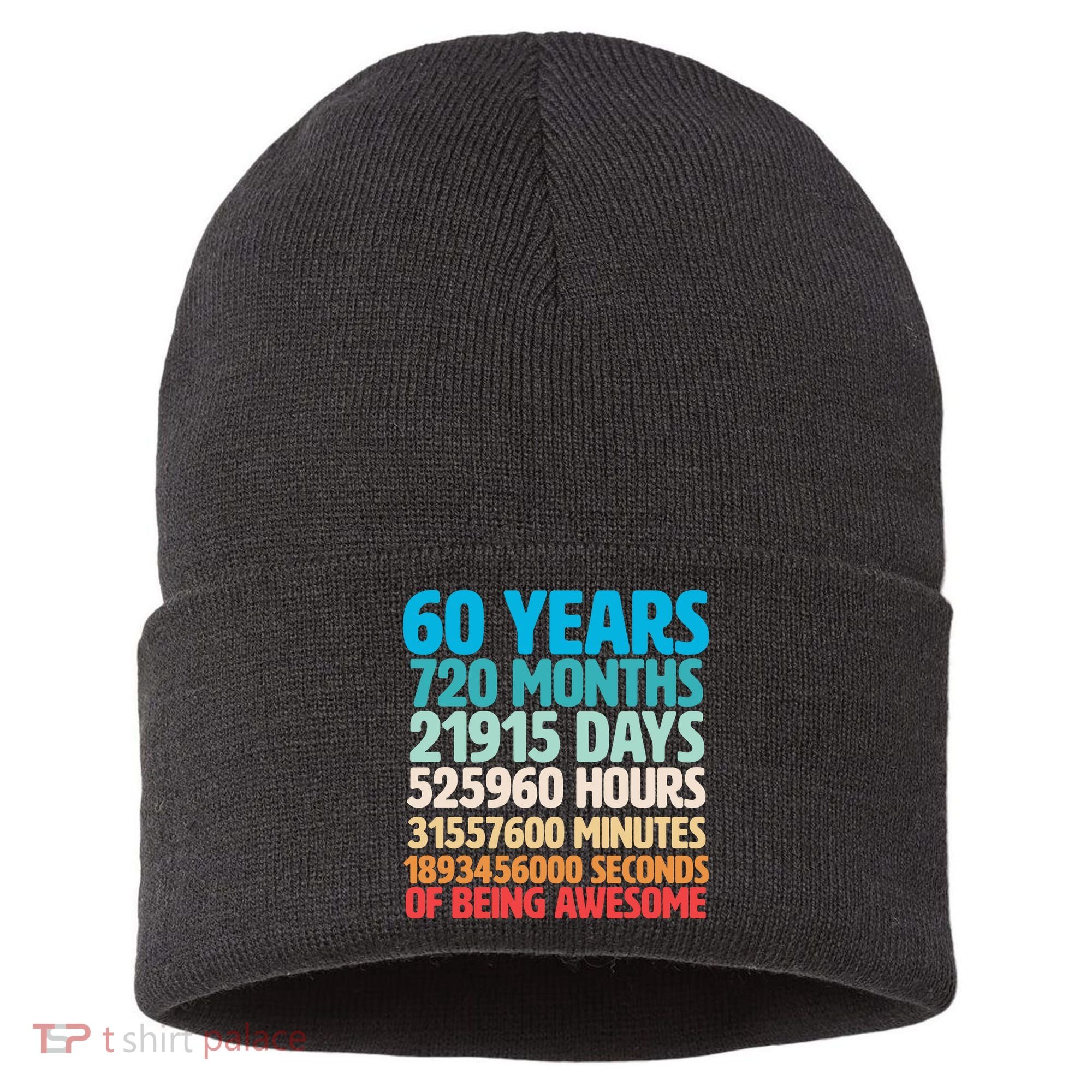 60 Years Of Being Awesome 60th Birthday Time Breakdown Sustainable Knit Beanie