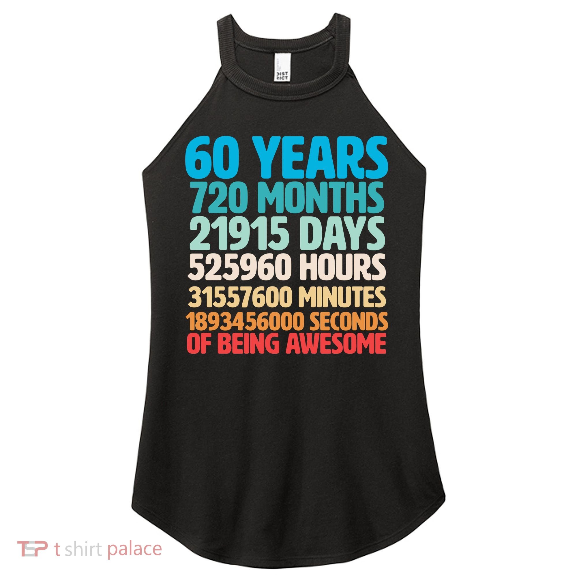60 Years Of Being Awesome 60th Birthday Time Breakdown Women's Perfect Tri Rocker Tank