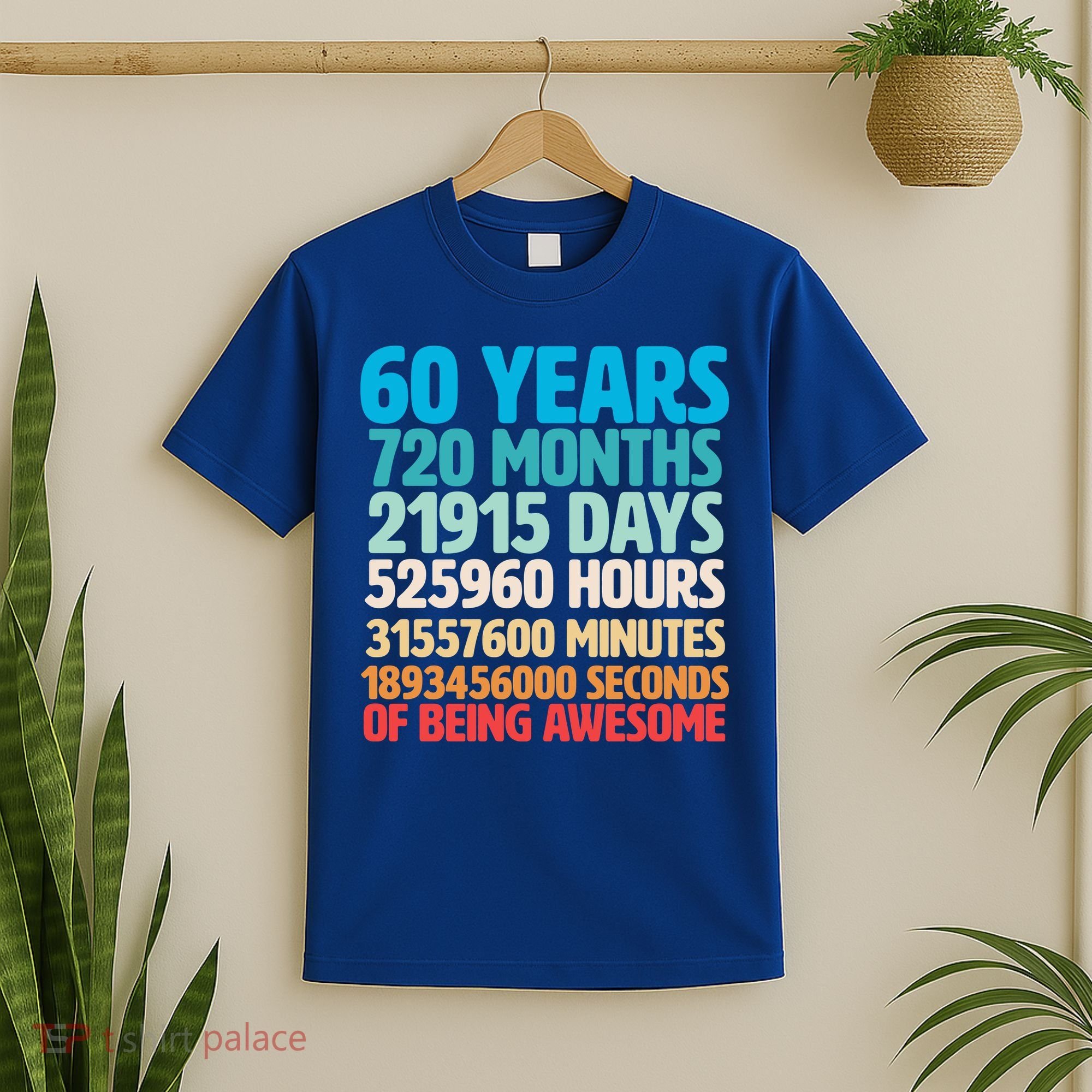60 Years Of Being Awesome 60th Birthday Time Breakdown T-Shirt