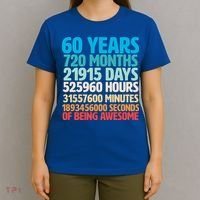 60 Years Of Being Awesome 60th Birthday Time Breakdown T-Shirt thumb 4