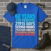 60 Years Of Being Awesome 60th Birthday Time Breakdown Tall T-Shirt thumb 3