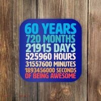 60 Years Of Being Awesome 60th Birthday Time Breakdown Coaster thumb 0