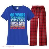 60 Years Of Being Awesome 60th Birthday Time Breakdown Women's Flannel Pajama Set thumb 0