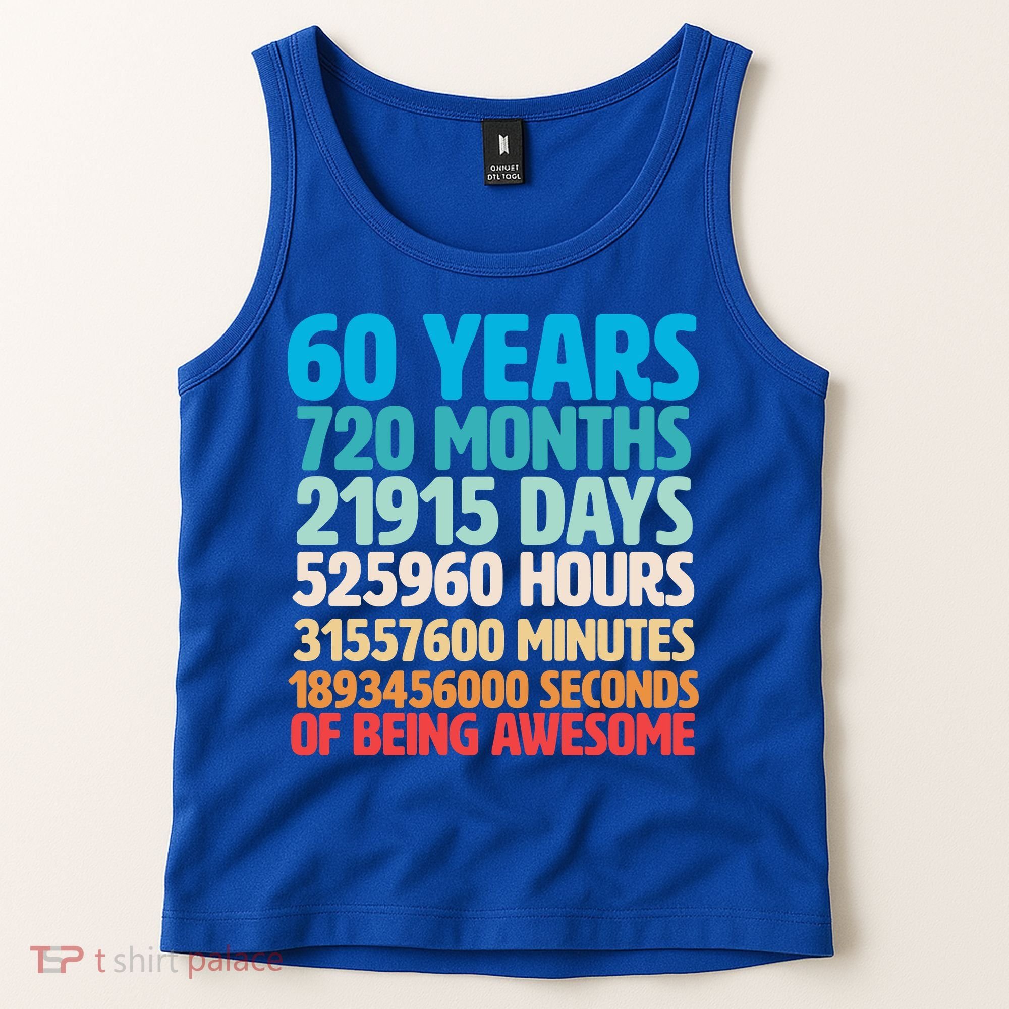 60 Years Of Being Awesome 60th Birthday Time Breakdown Tank Top