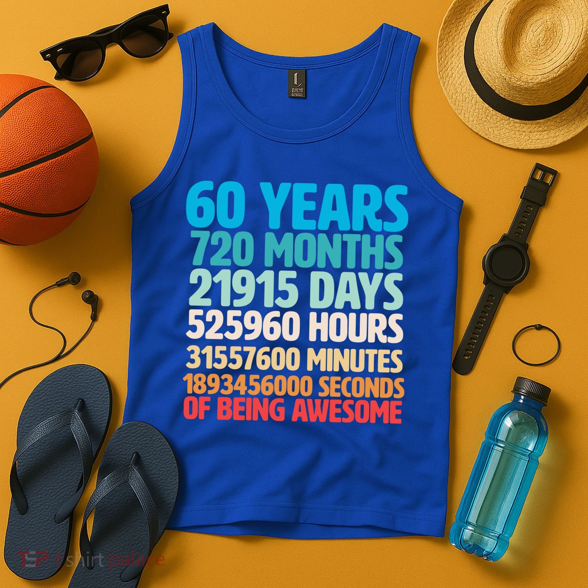 60 Years Of Being Awesome 60th Birthday Time Breakdown Tank Top