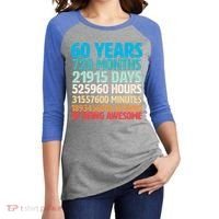 60 Years Of Being Awesome 60th Birthday Time Breakdown Women's Tri-Blend 3/4-Sleeve Raglan Shirt thumb 2