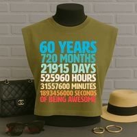 60 Years Of Being Awesome 60th Birthday Time Breakdown Garment-Dyed Women's Muscle Tee thumb 3