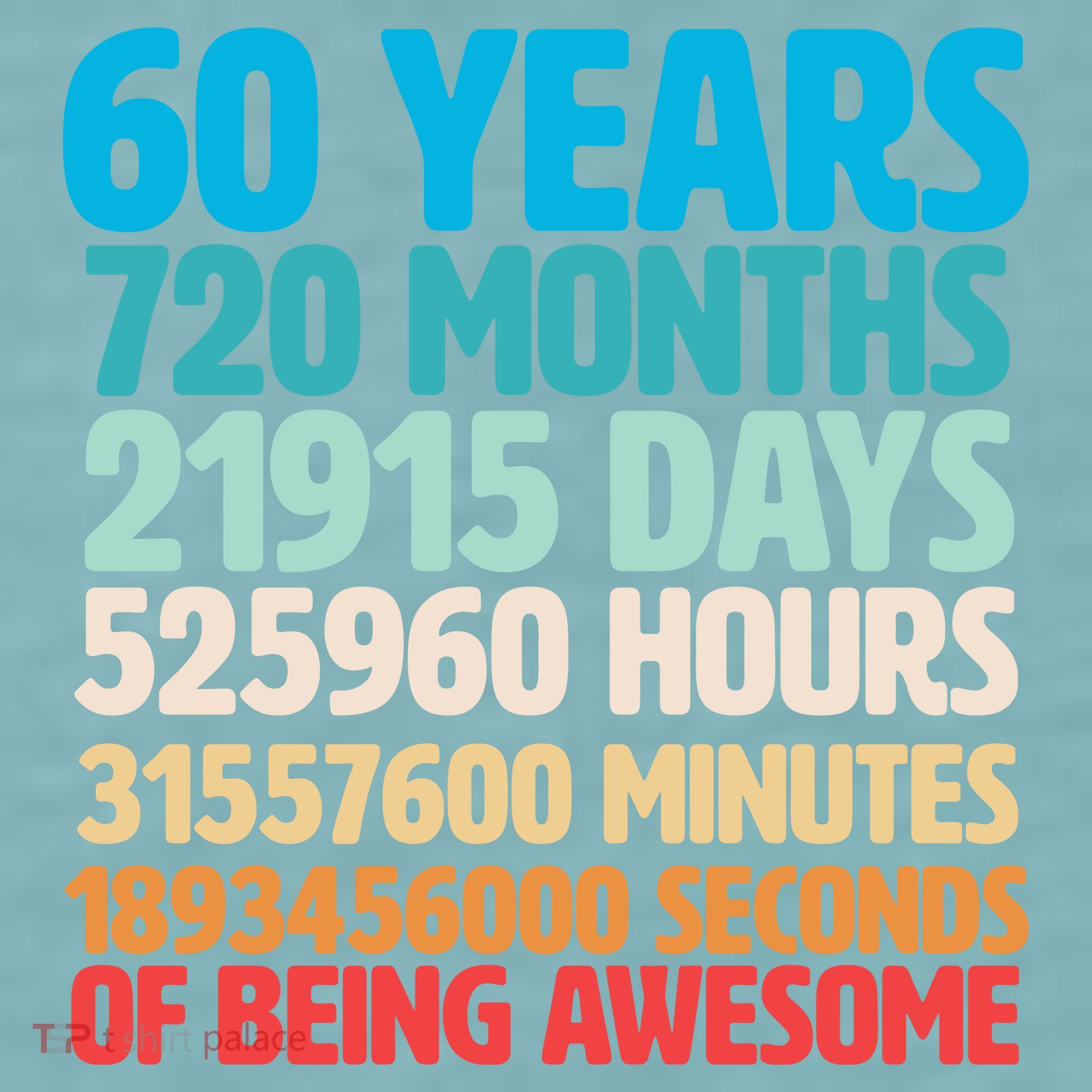 60 Years Of Being Awesome 60th Birthday Time Breakdown Sueded Cloud Jersey T-Shirt