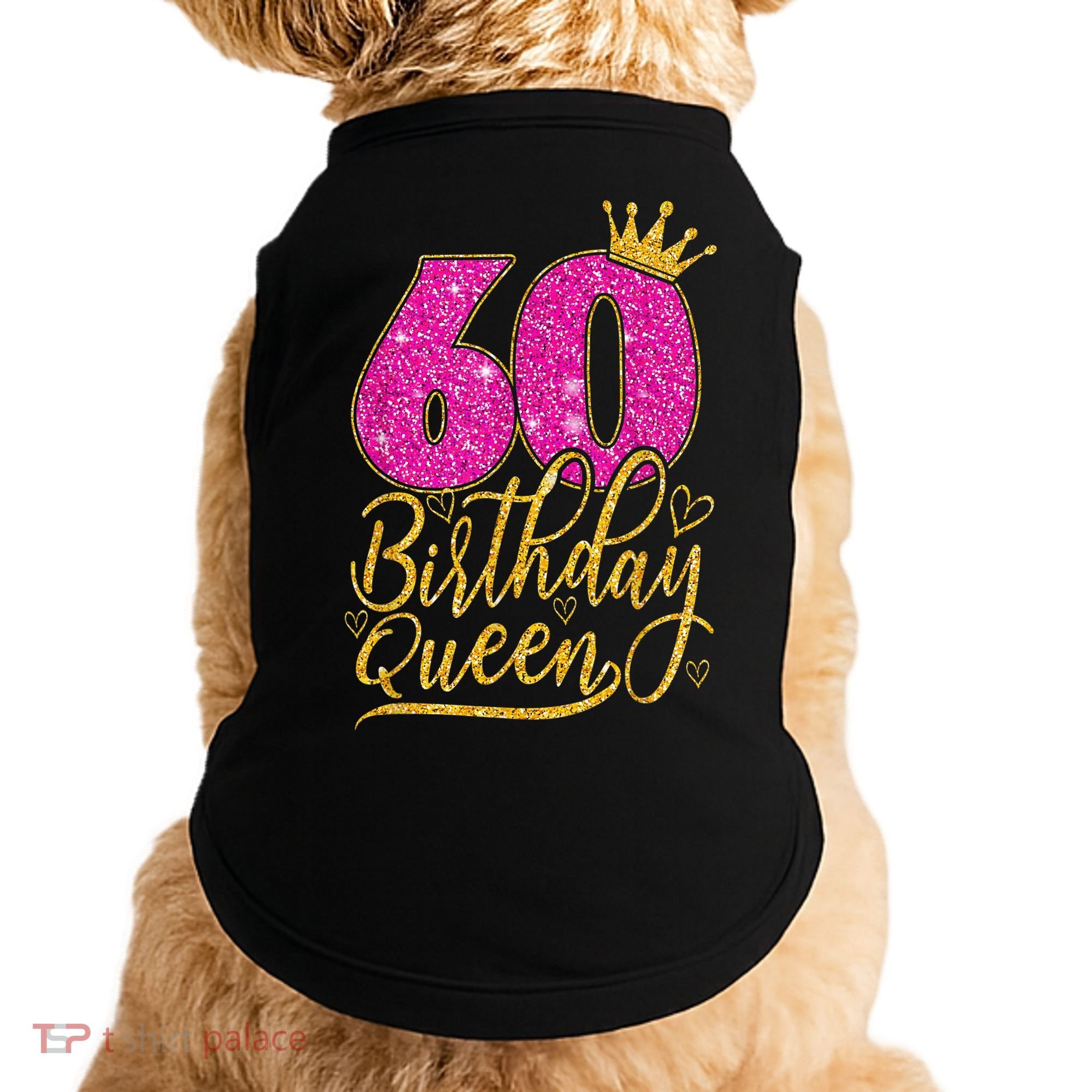60 Year Old Gifts 60th Birthday Queen Diamond Crown Pink Doggie Tank