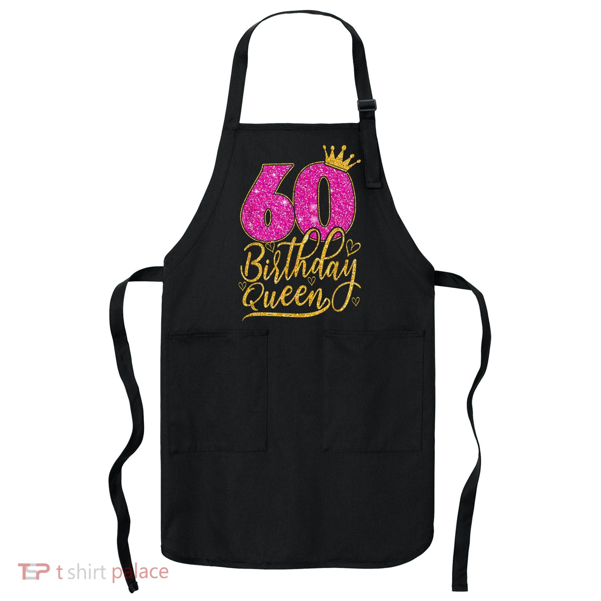 60 Year Old Gifts 60th Birthday Queen Diamond Crown Pink Apron
