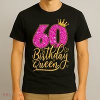 60 Year Old Gifts 60th Birthday Queen Diamond Crown Pink T-Shirt thumb 3