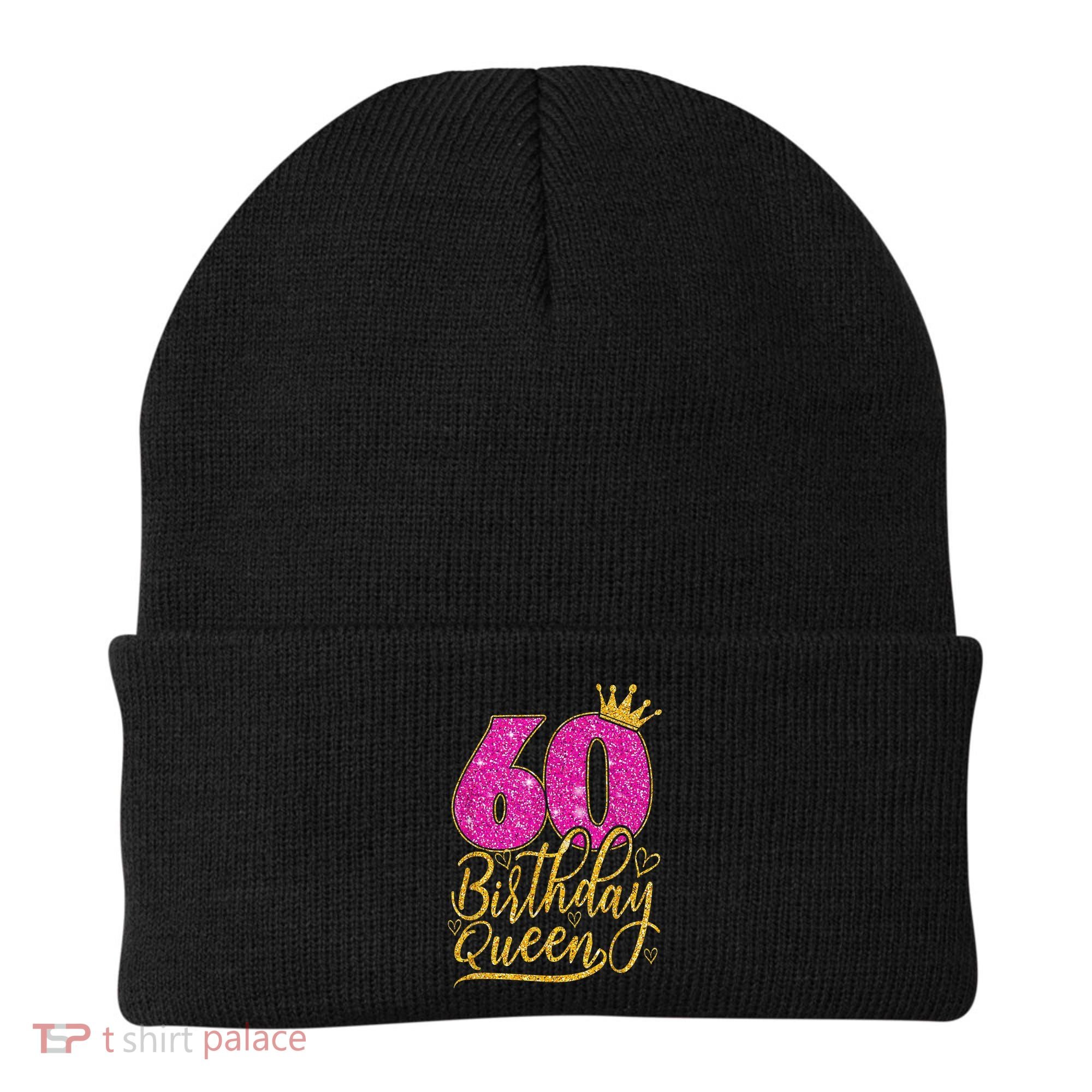 60 Year Old Gifts 60th Birthday Queen Diamond Crown Pink Beanie