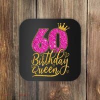 60 Year Old Gifts 60th Birthday Queen Diamond Crown Pink Coaster thumb 0