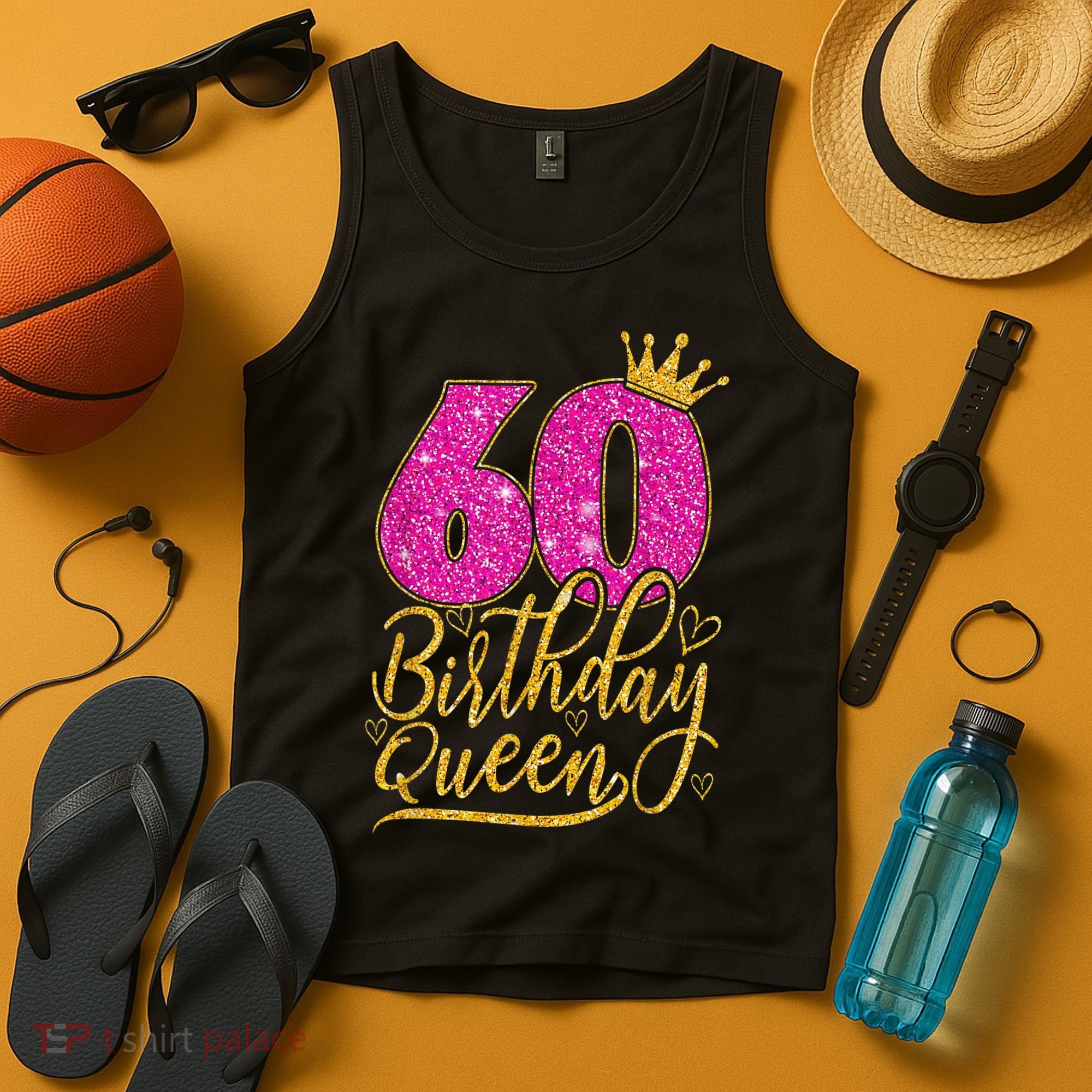 60 Year Old Gifts 60th Birthday Queen Diamond Crown Pink Tank Top