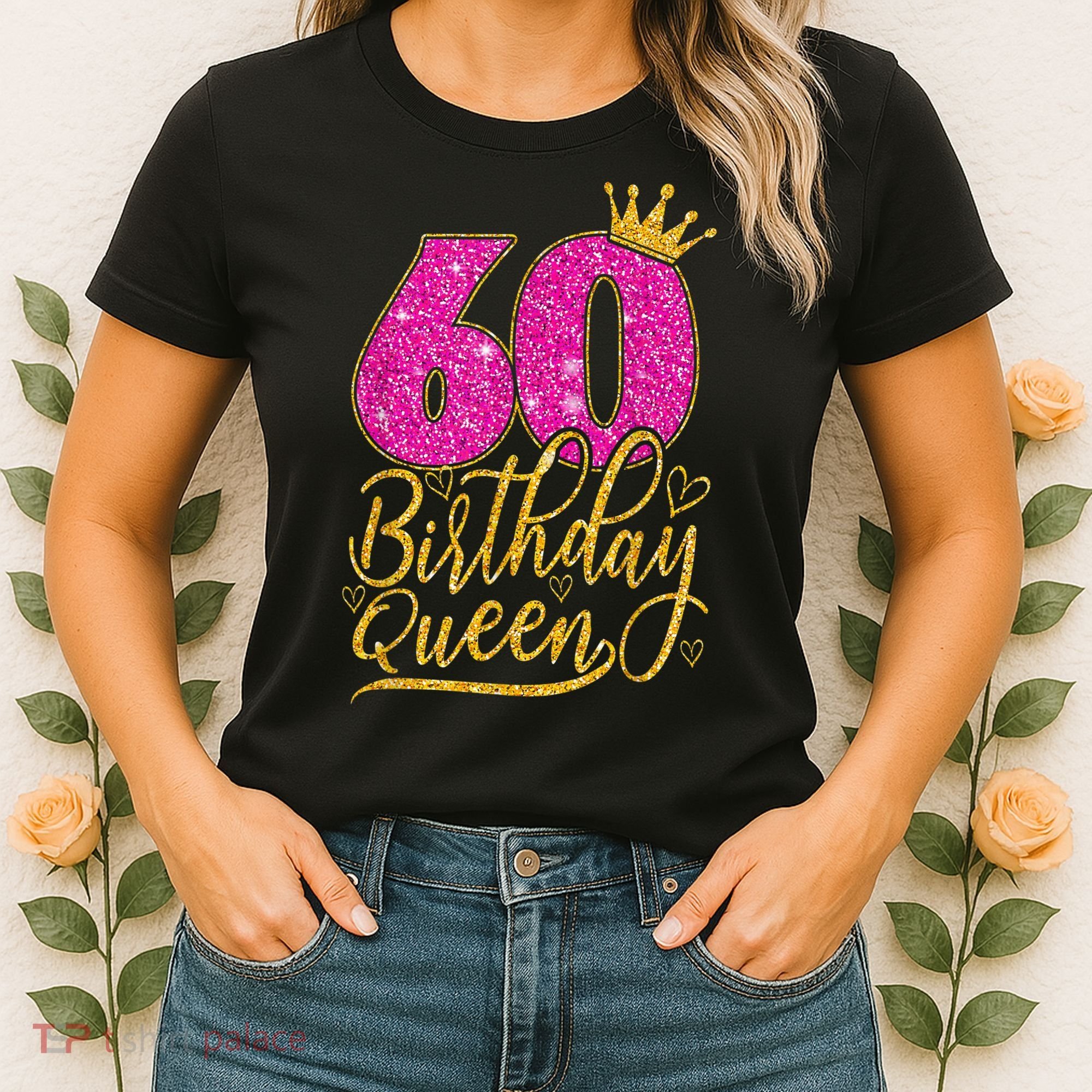 60 Year Old Gifts 60th Birthday Queen Diamond Crown Pink Women's T-Shirt