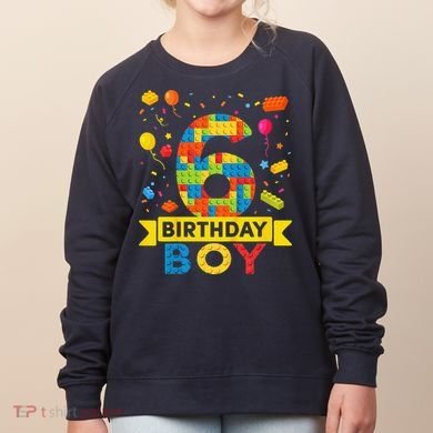6 Year Old Building Blocks 6th Birthday Boy Women's Sweatshirt