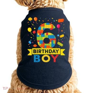 6 Year Old Building Blocks 6th Birthday Boy Doggie Tank