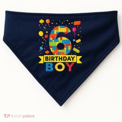 6 Year Old Building Blocks 6th Birthday Boy USA-Made Doggie Bandana