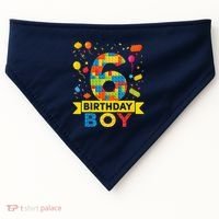 6 Year Old Building Blocks 6th Birthday Boy USA-Made Doggie Bandana thumb 0