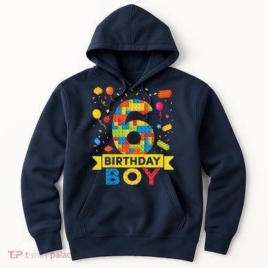 6 Year Old Building Blocks 6th Birthday Boy Hoodie