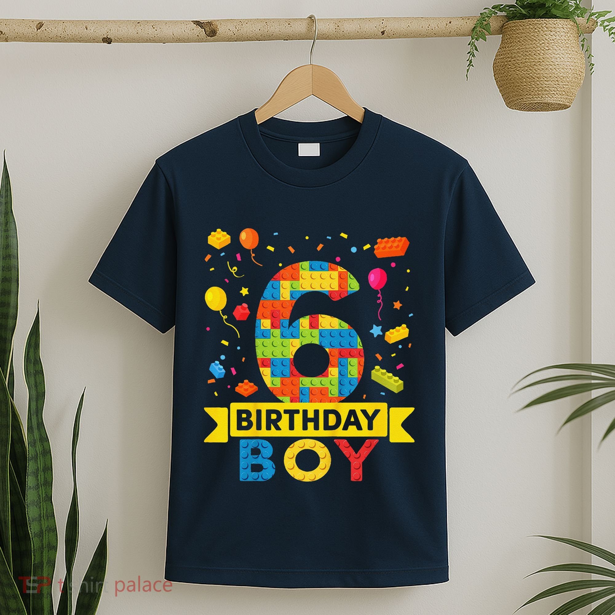 6 Year Old Building Blocks 6th Birthday Boy T-Shirt