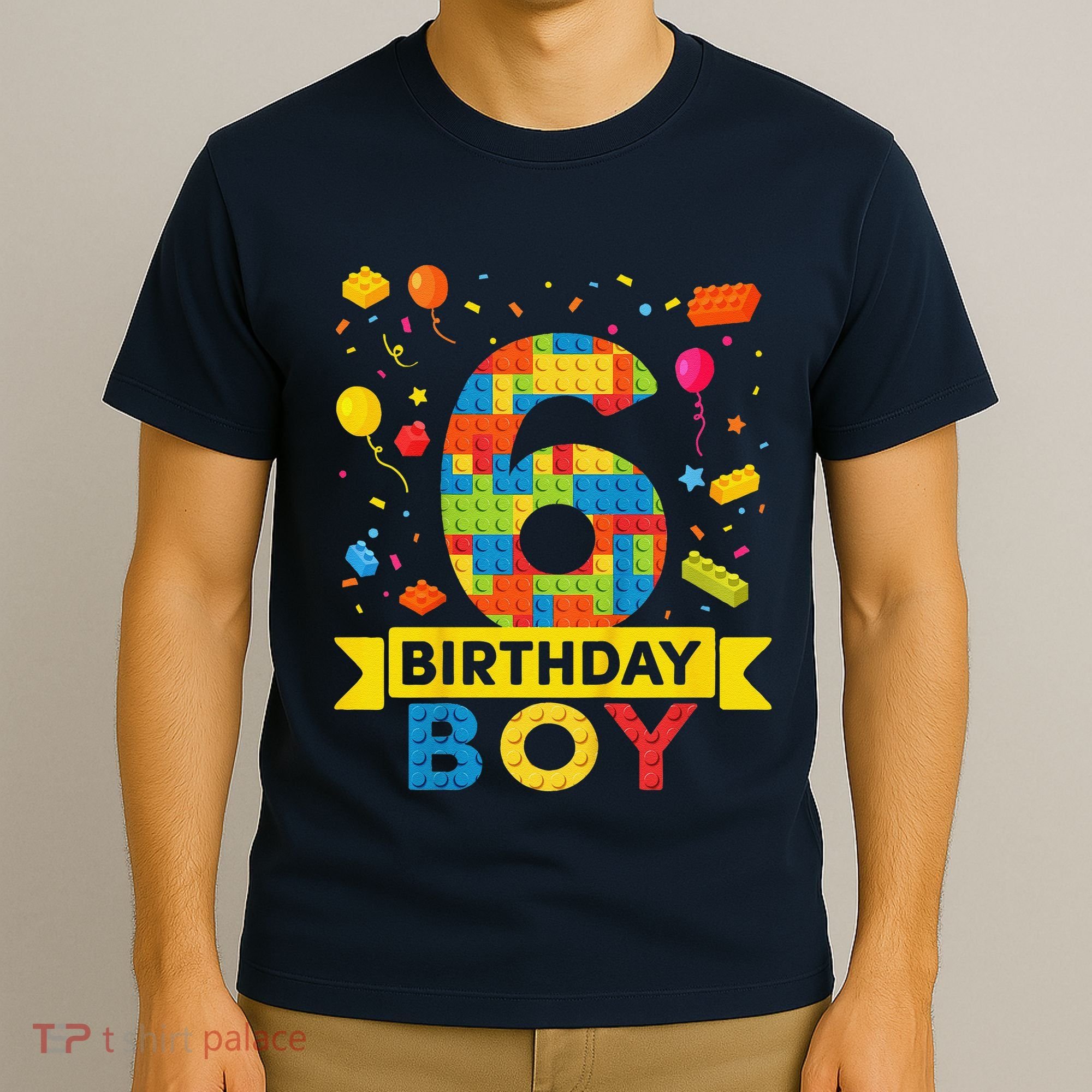 6 Year Old Building Blocks 6th Birthday Boy T-Shirt