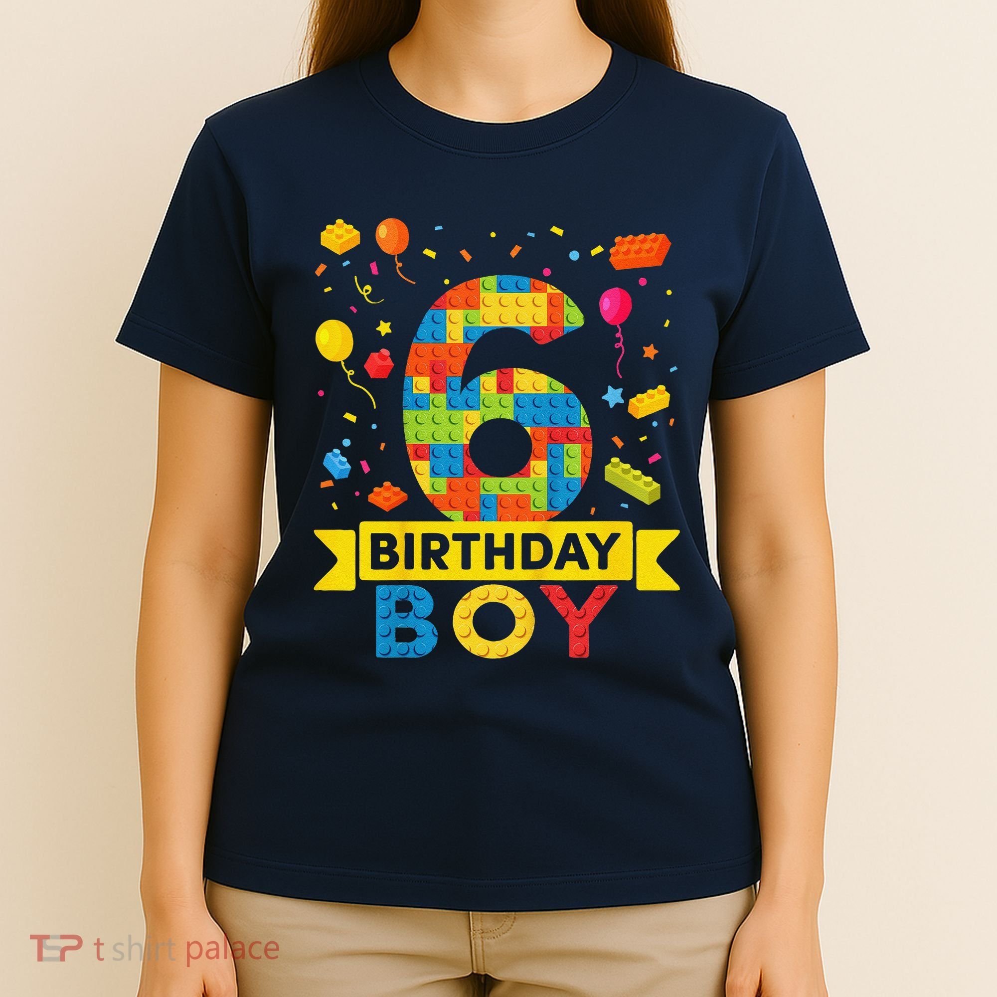 6 Year Old Building Blocks 6th Birthday Boy T-Shirt