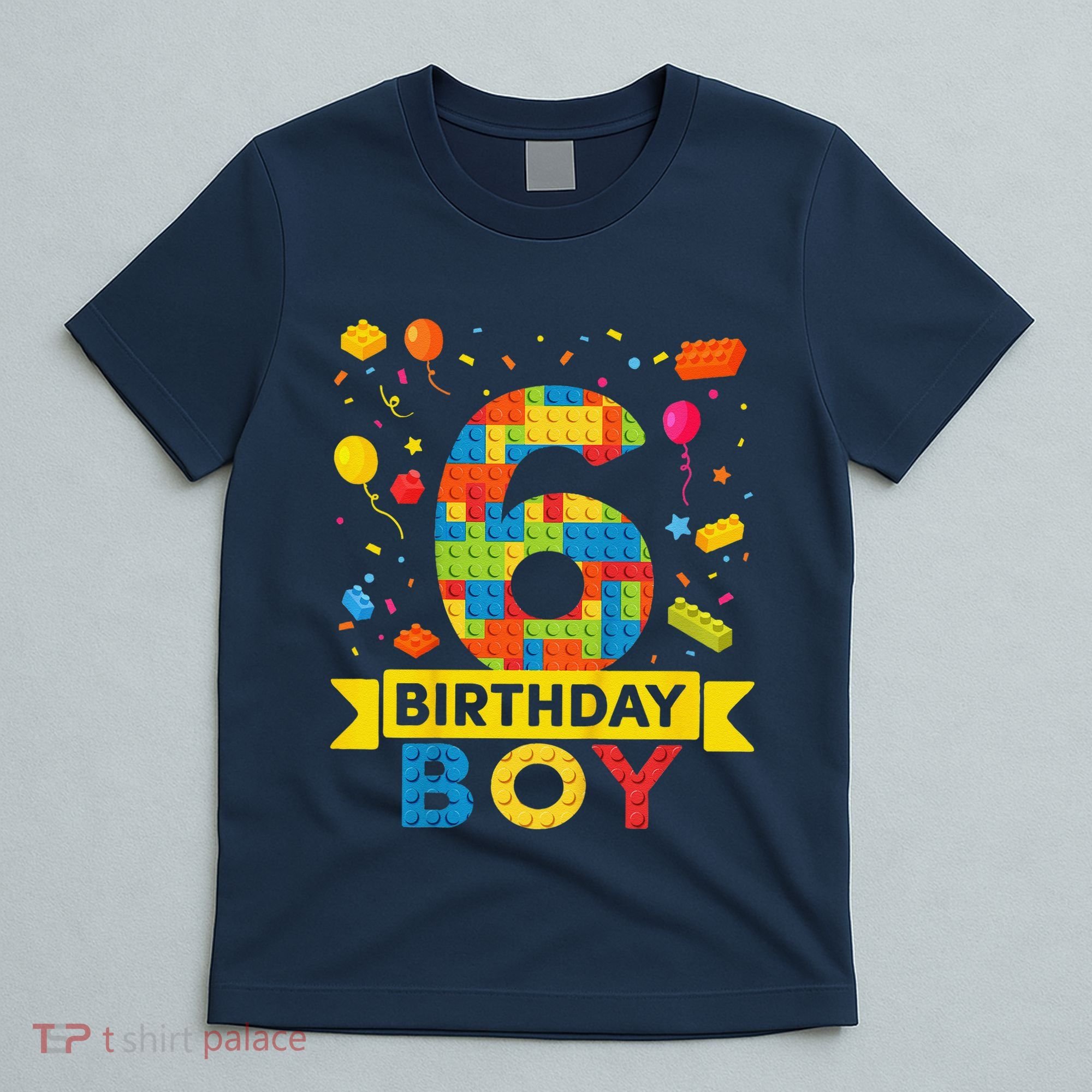 6 Year Old Building Blocks 6th Birthday Boy T-Shirt