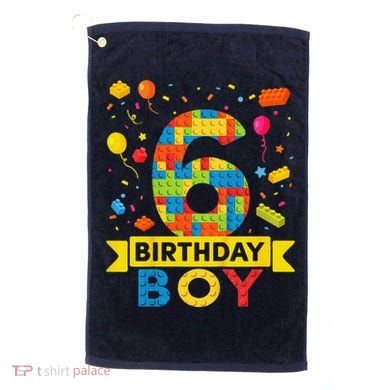 6 Year Old Building Blocks 6th Birthday Boy Golf Towel