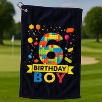 6 Year Old Building Blocks 6th Birthday Boy Golf Towel thumb 1