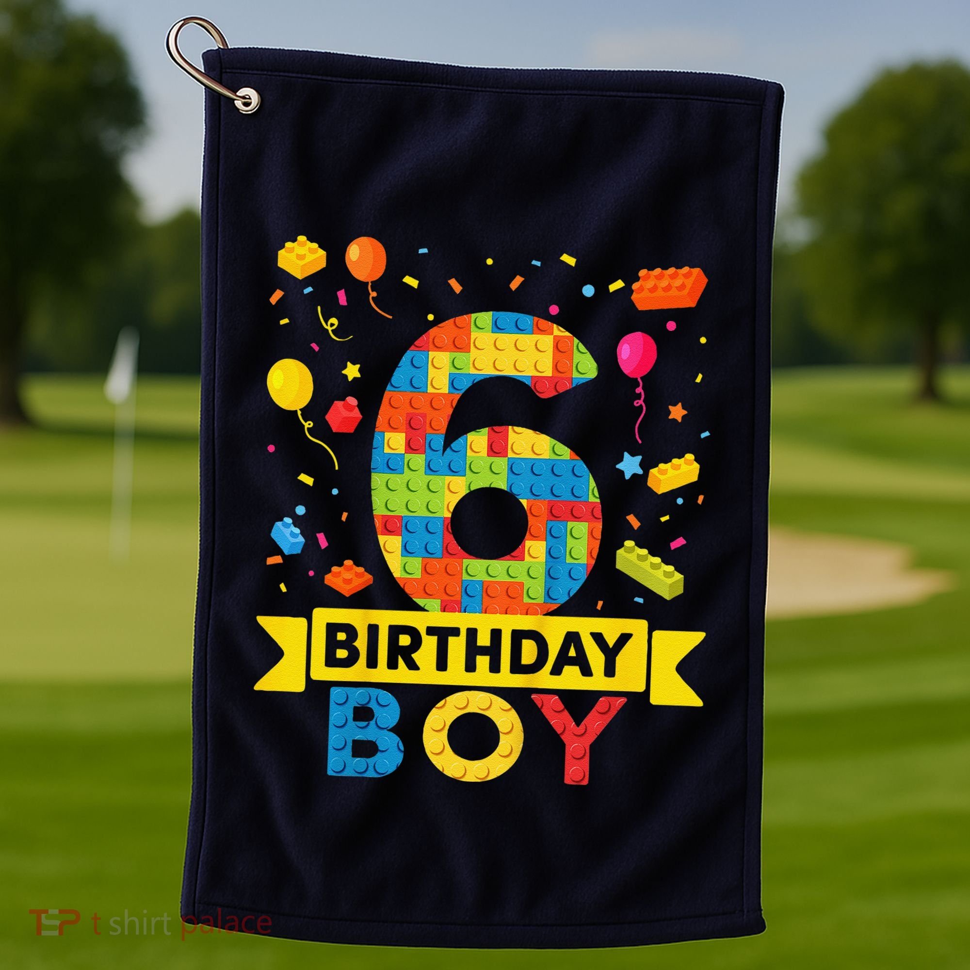 6 Year Old Building Blocks 6th Birthday Boy Golf Towel